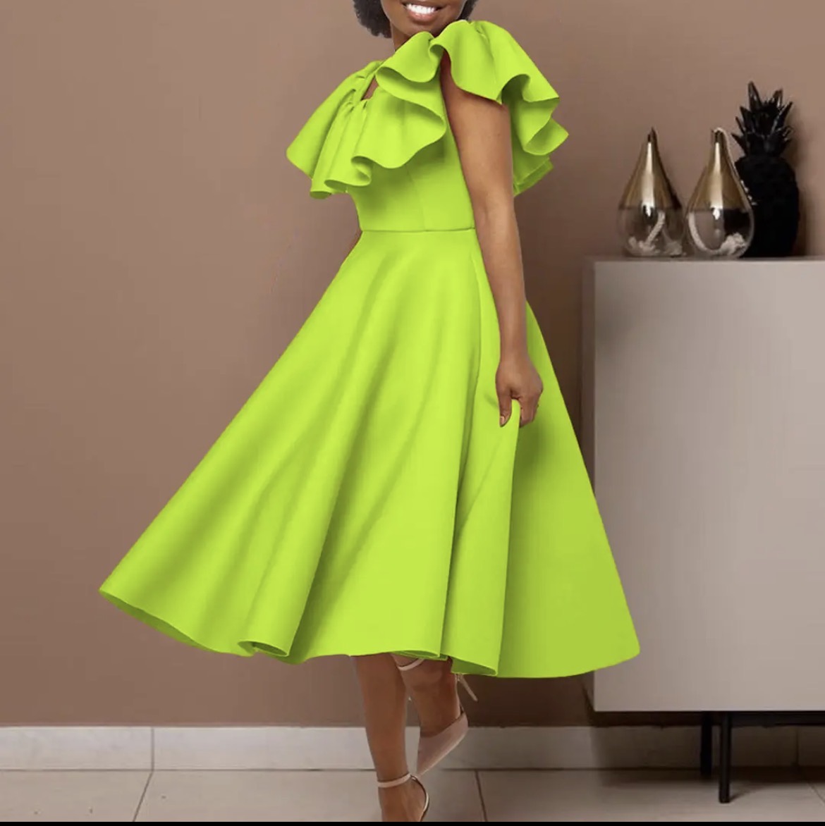 Off Shoulder Ruffle A-Line Dress