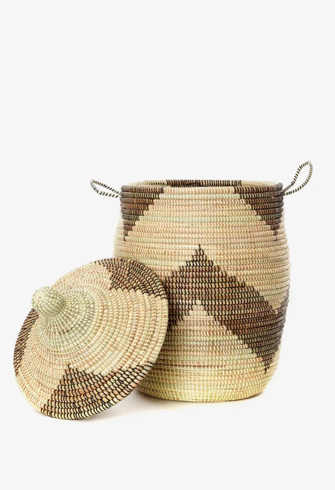 Senegal Hamper Baskets, Black/Beige Mix - set of 3