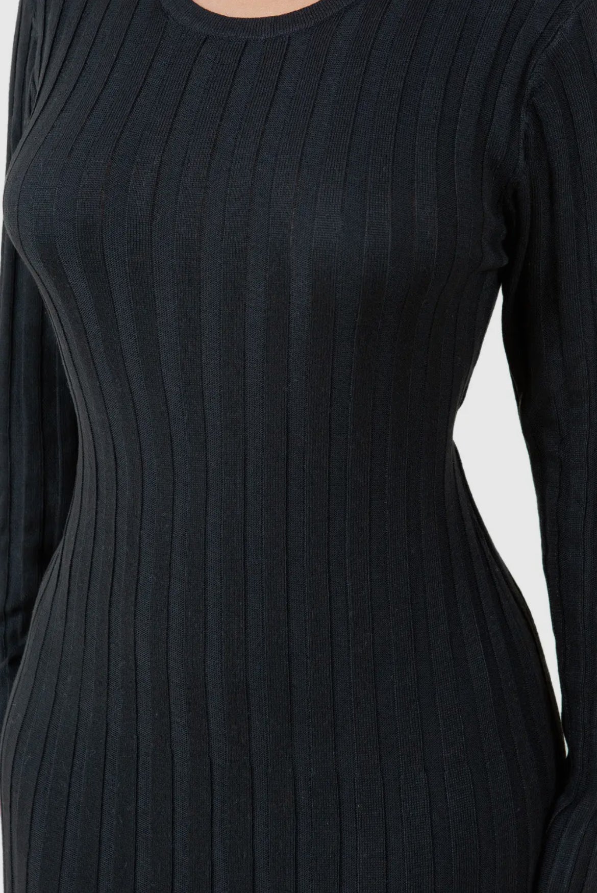 Maxi Knit Black Dress w/back tie, longer sleeves