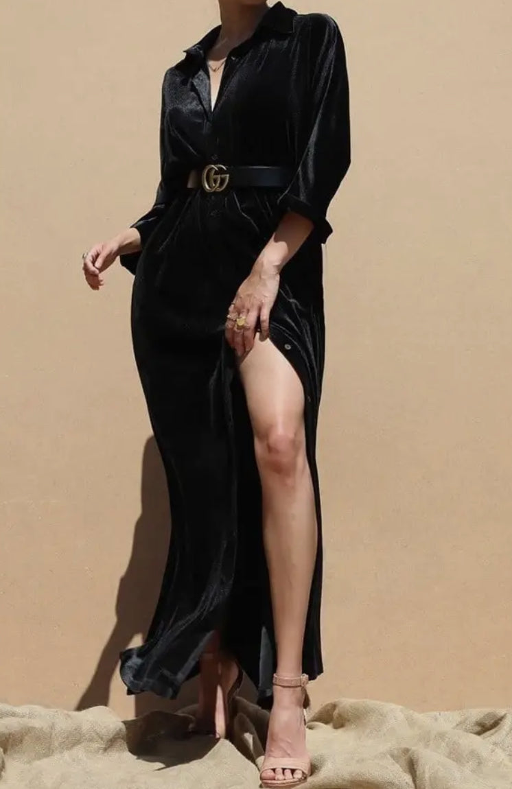 Velvet Maxi Black Dress