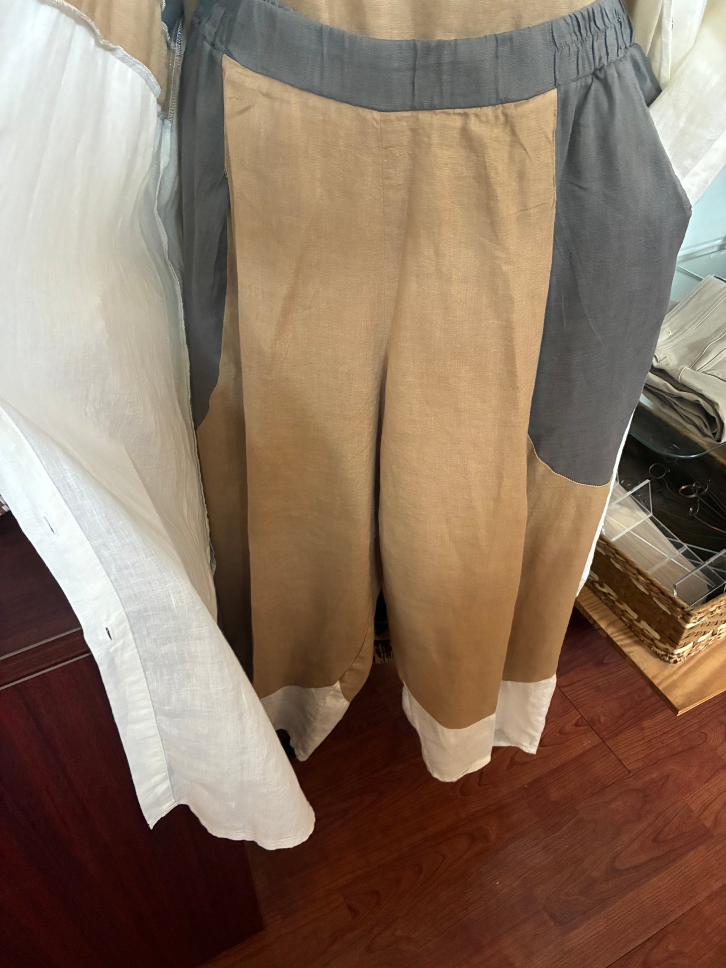 100% Linen, Colorblock Designer, 3pc SET