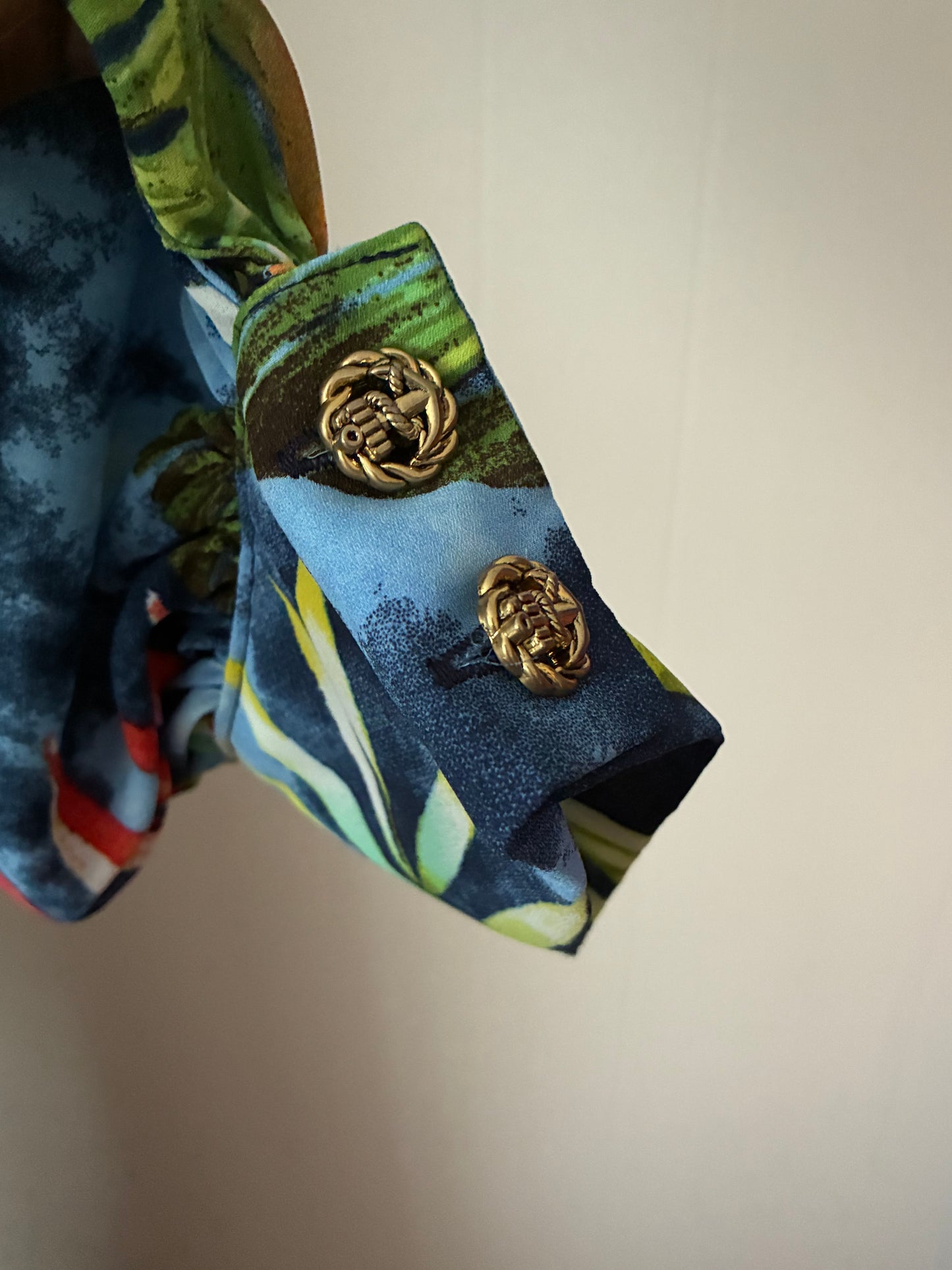 LW1, Tropical Print Blue Wrap Maxi Dress, extPlus