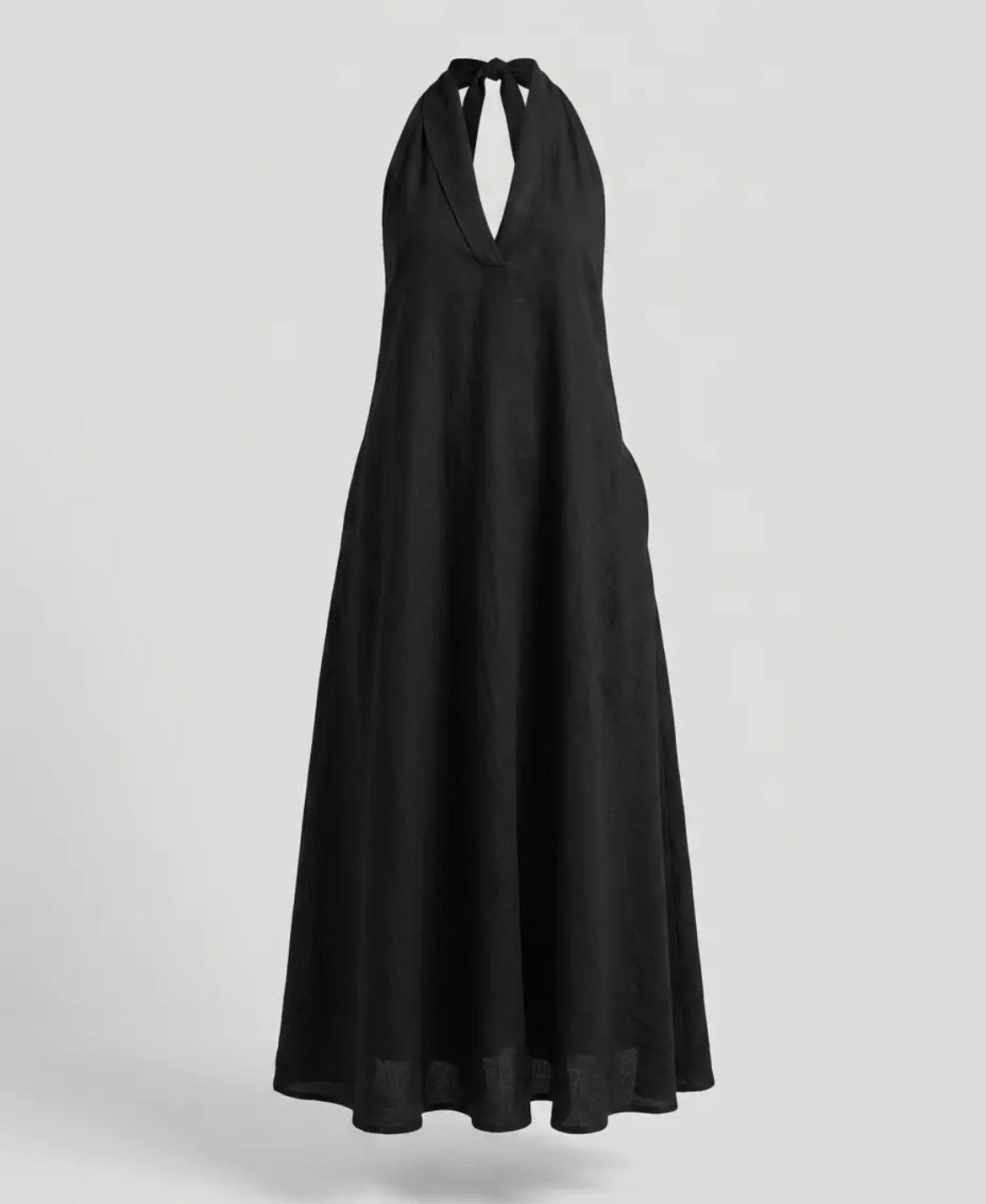 Linen/Cotton Halter Dress w/tie neck, open back
