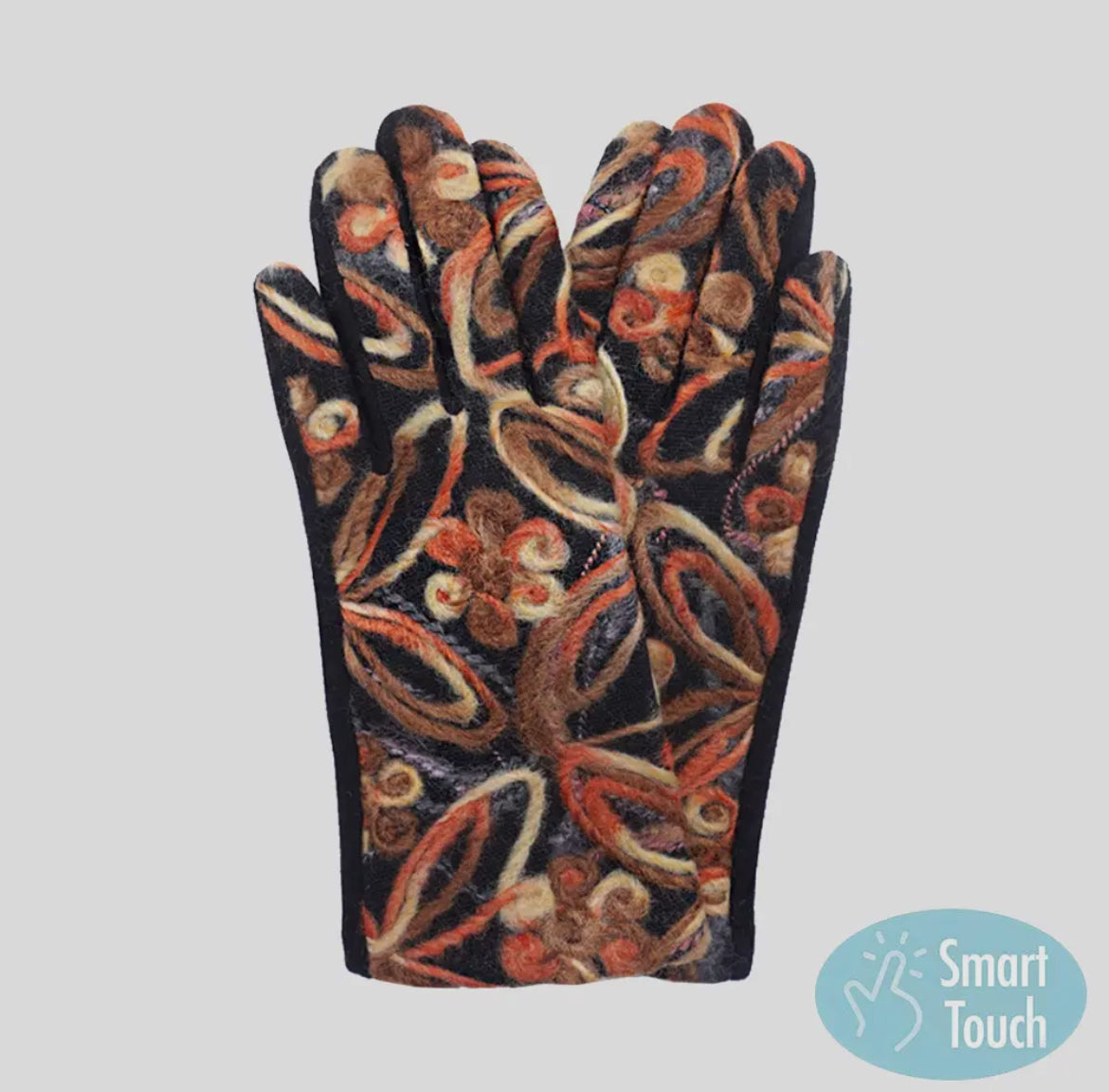 FLOWER Pattern Gloves - Touchscreen, One Size, Smart Touch, Warm & Stylish
