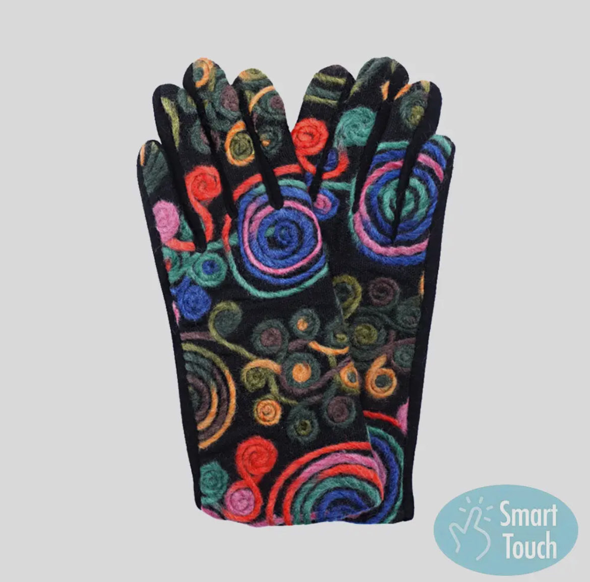 CIRCLE Pattern Gloves - Touchscreen, One Size, Smart Touch, Warm & Stylish