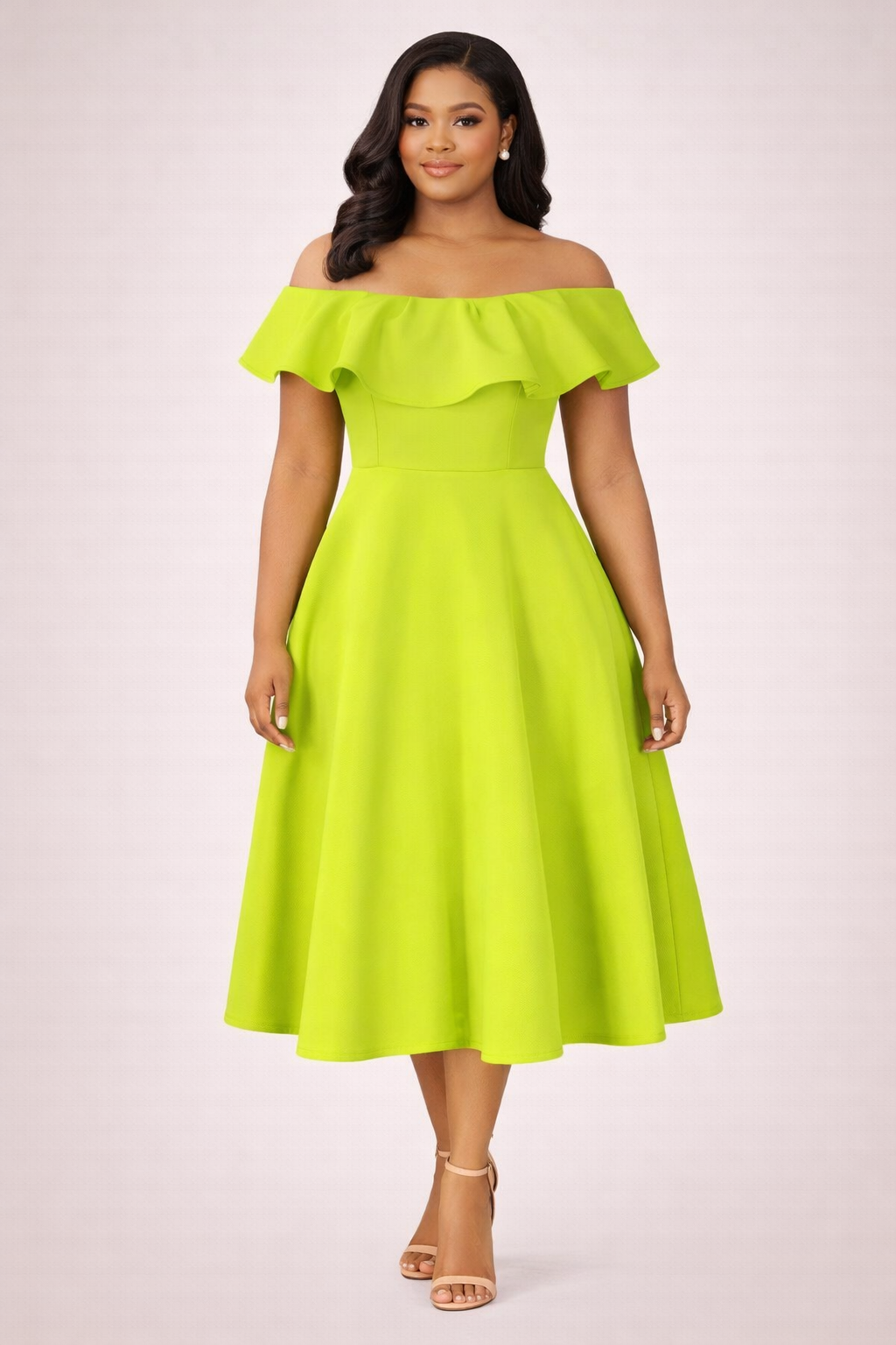 Off Shoulder Ruffle A-Line Dress