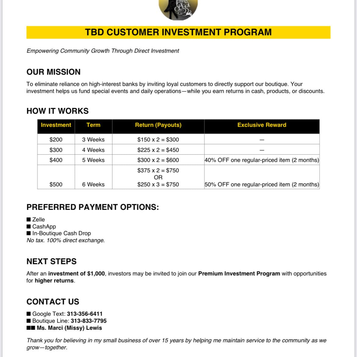 Investment Member Card