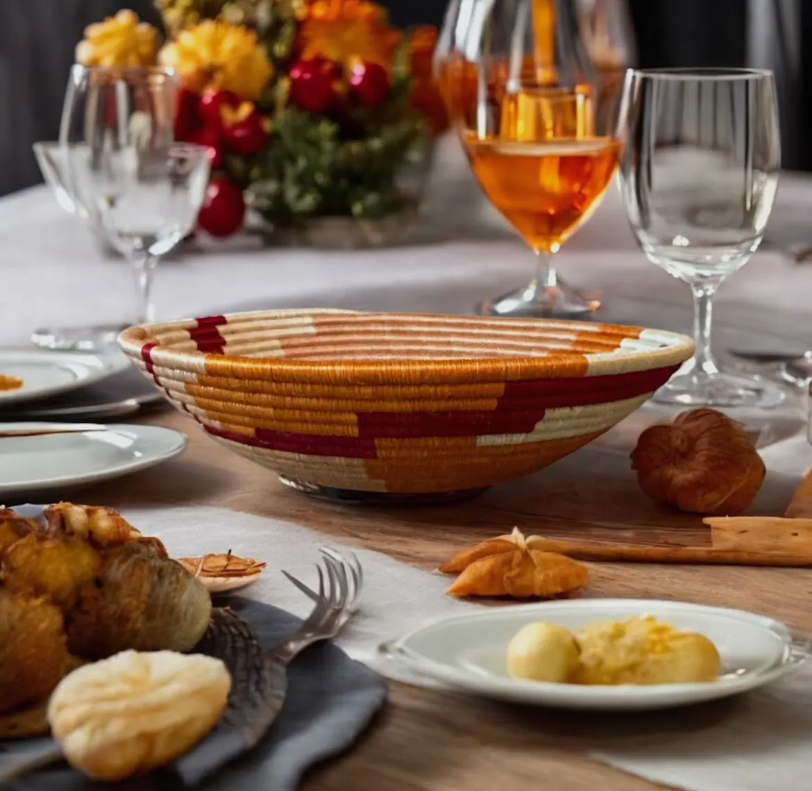 Bowl Weave - peach & orange