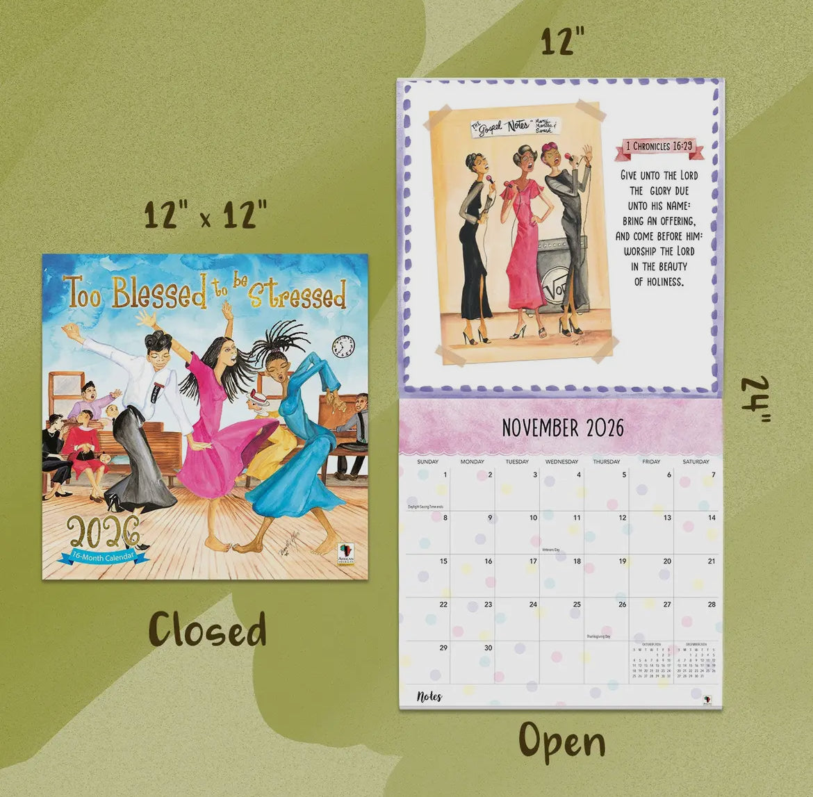 2026 Calendar - Too Blessed to be Stressed