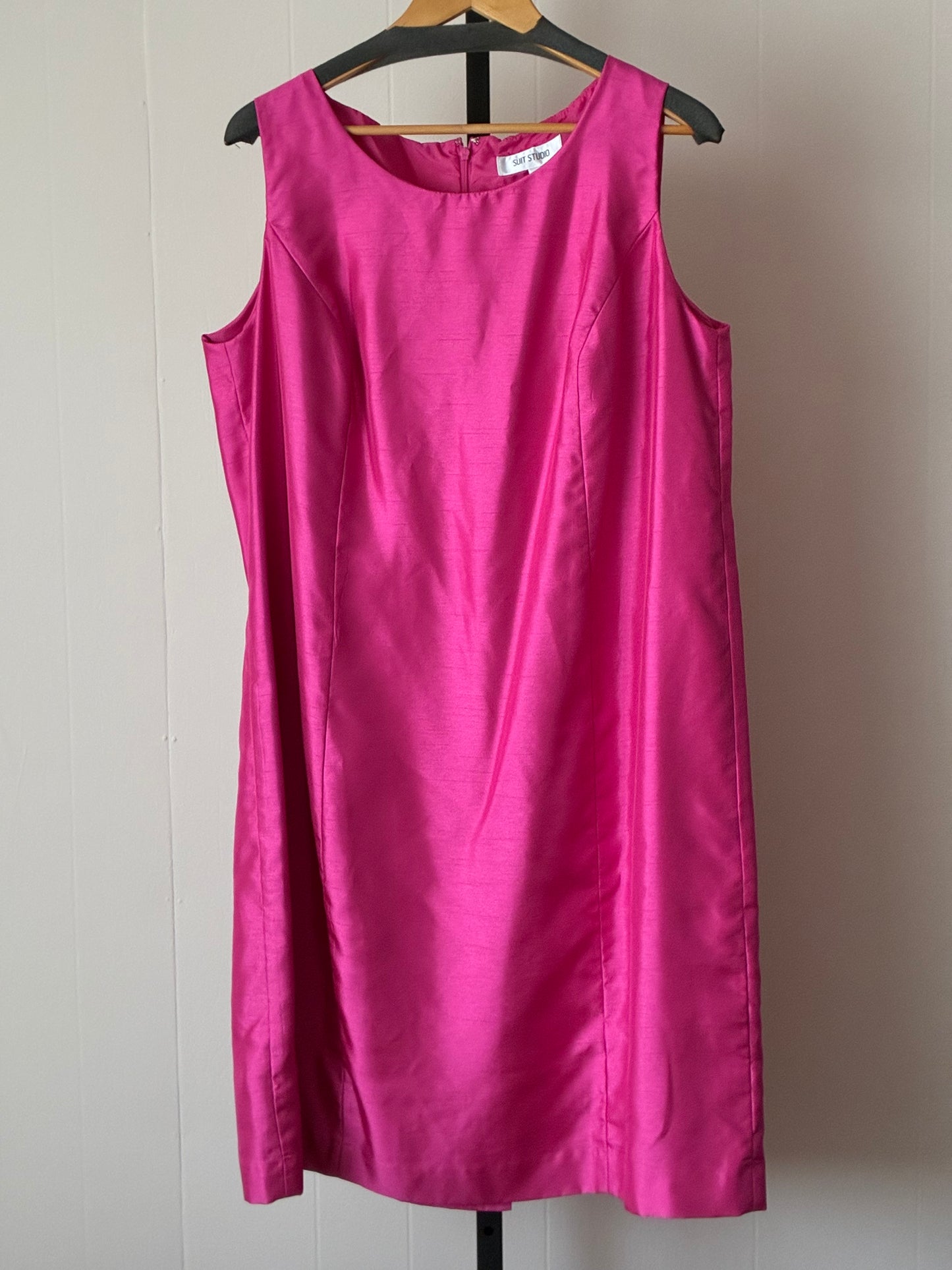 MJ1, 2pc Set, Hot Pink Long Sateen Dress and Blazer, both fully lined
