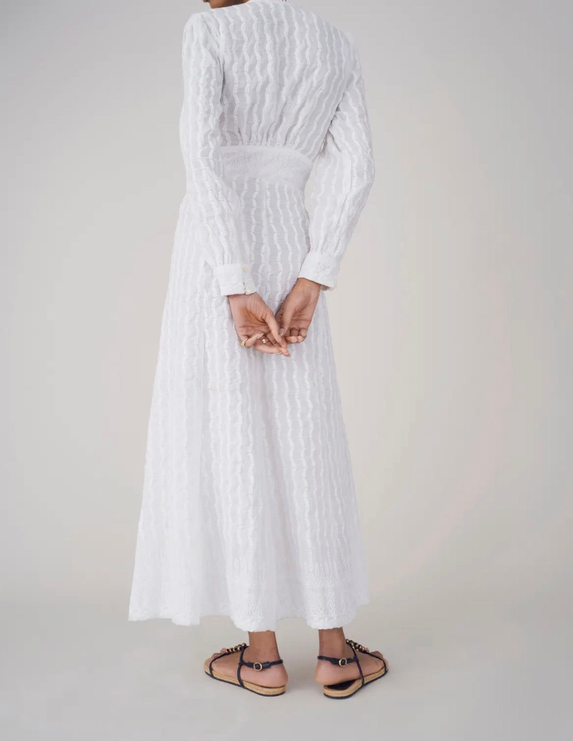 Deep V Embroidered Maxi Dress