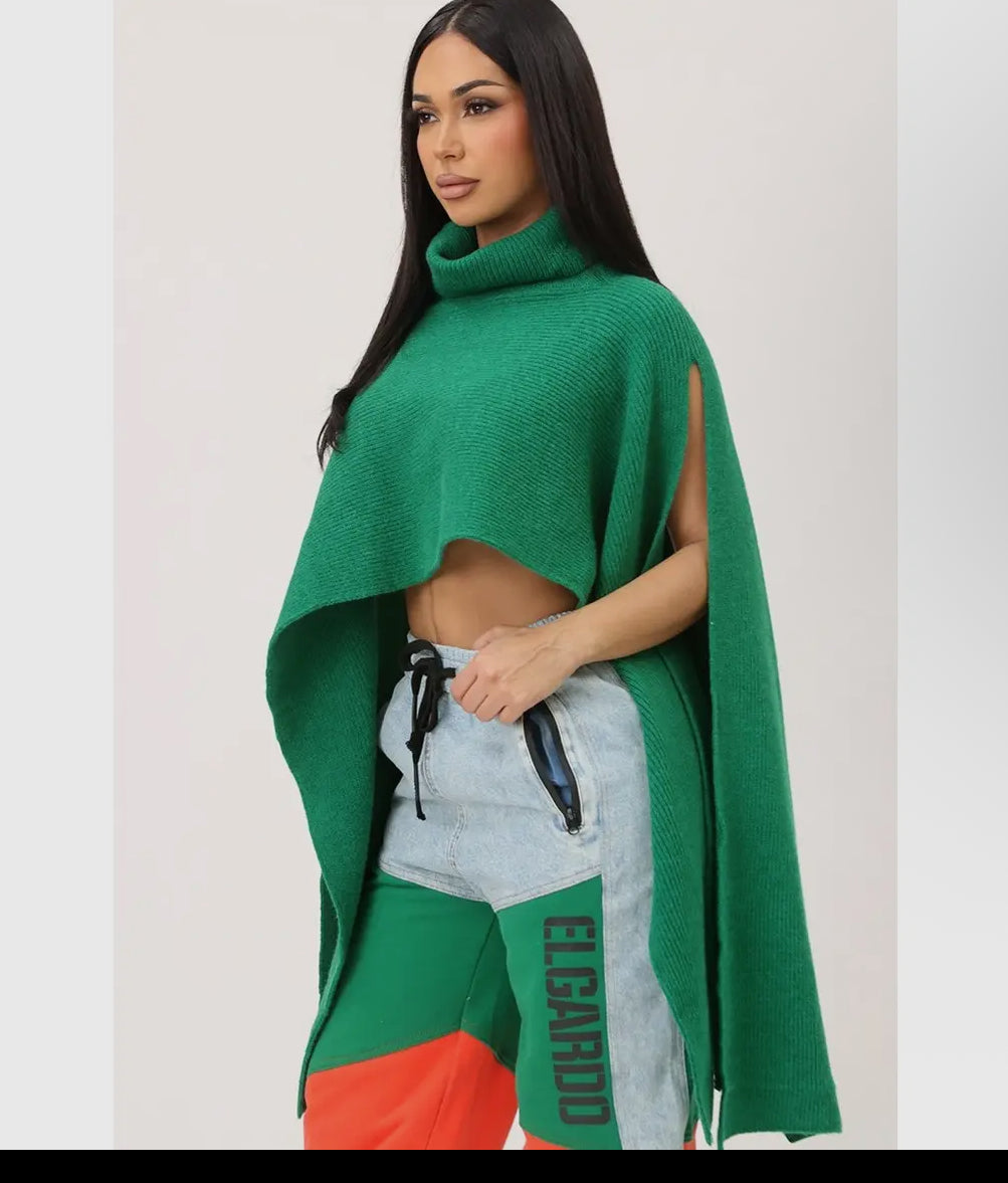 Turtleneck Knit Cape
