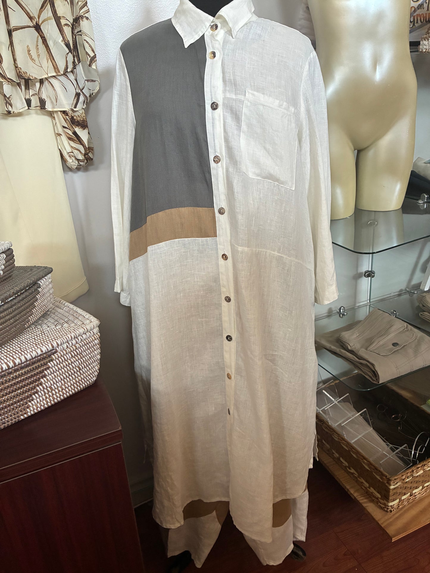 100% Linen, Colorblock Designer, 3pc SET