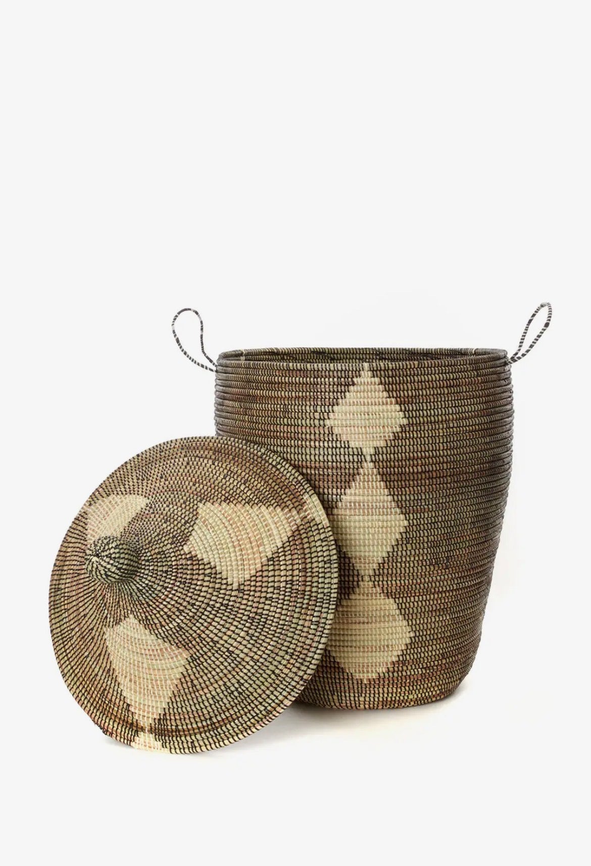 Senegal Hamper Baskets, Black/Beige Mix - set of 3