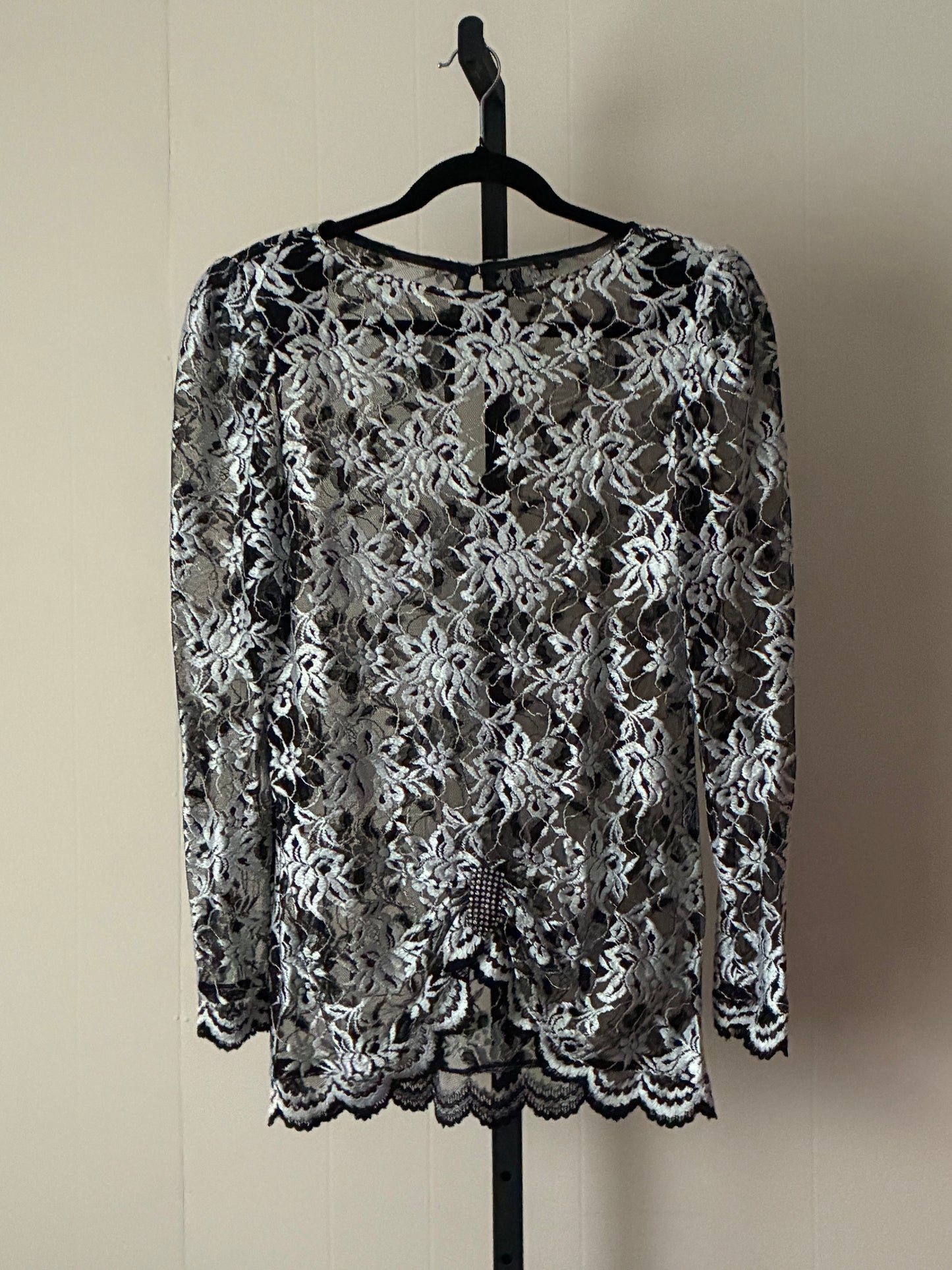 PW2, Floral Lace Long-Sleeve Top w/embellished design