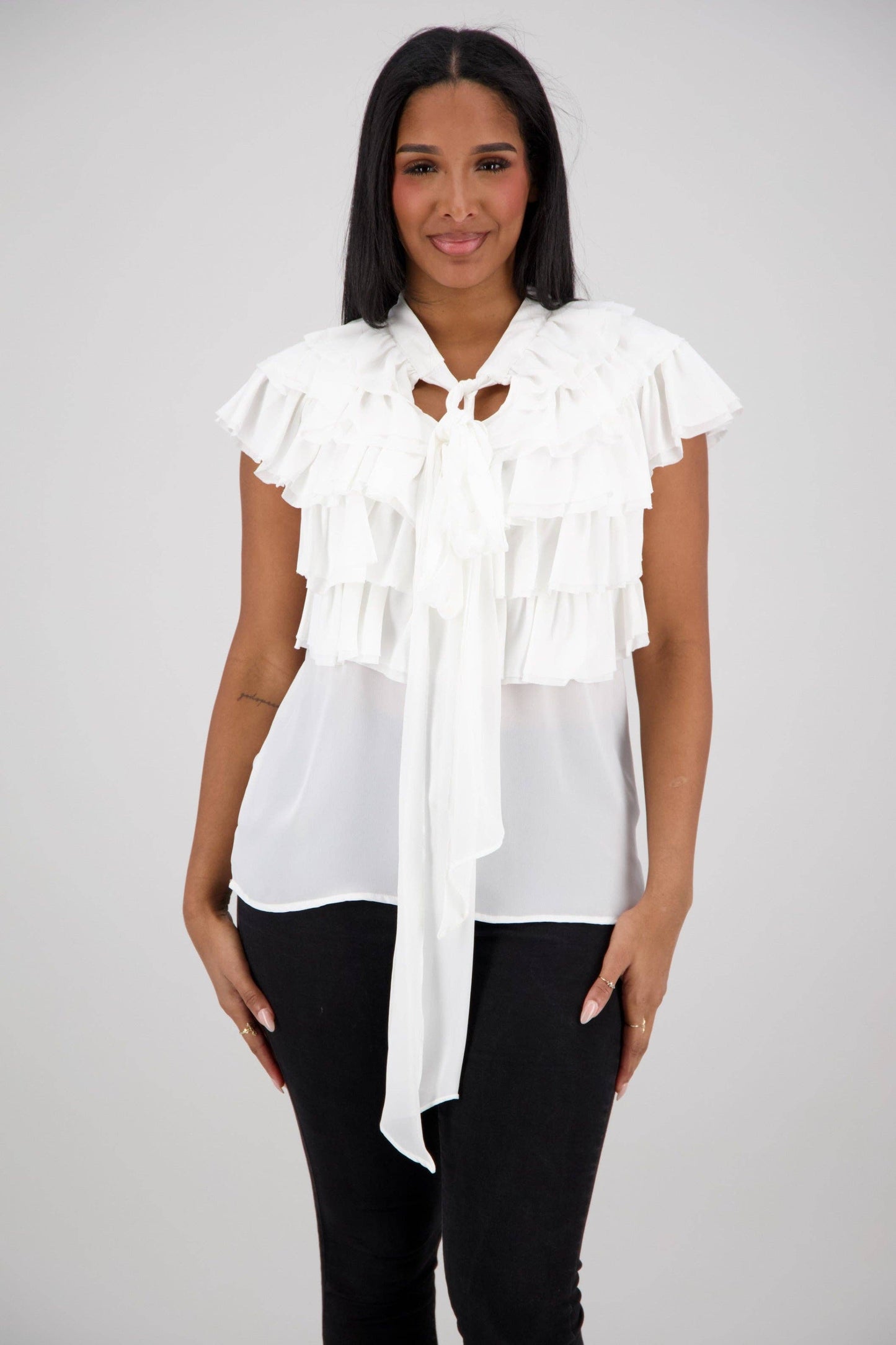 Ruffle Layered Bow Blouse