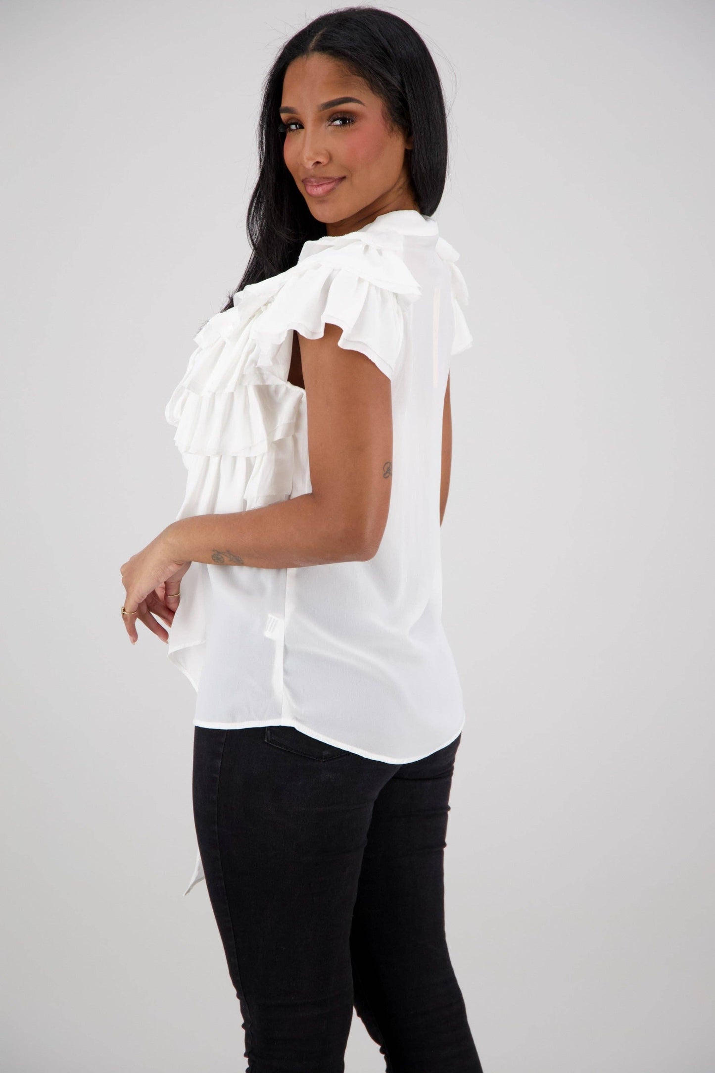 Ruffle Layered Bow Blouse