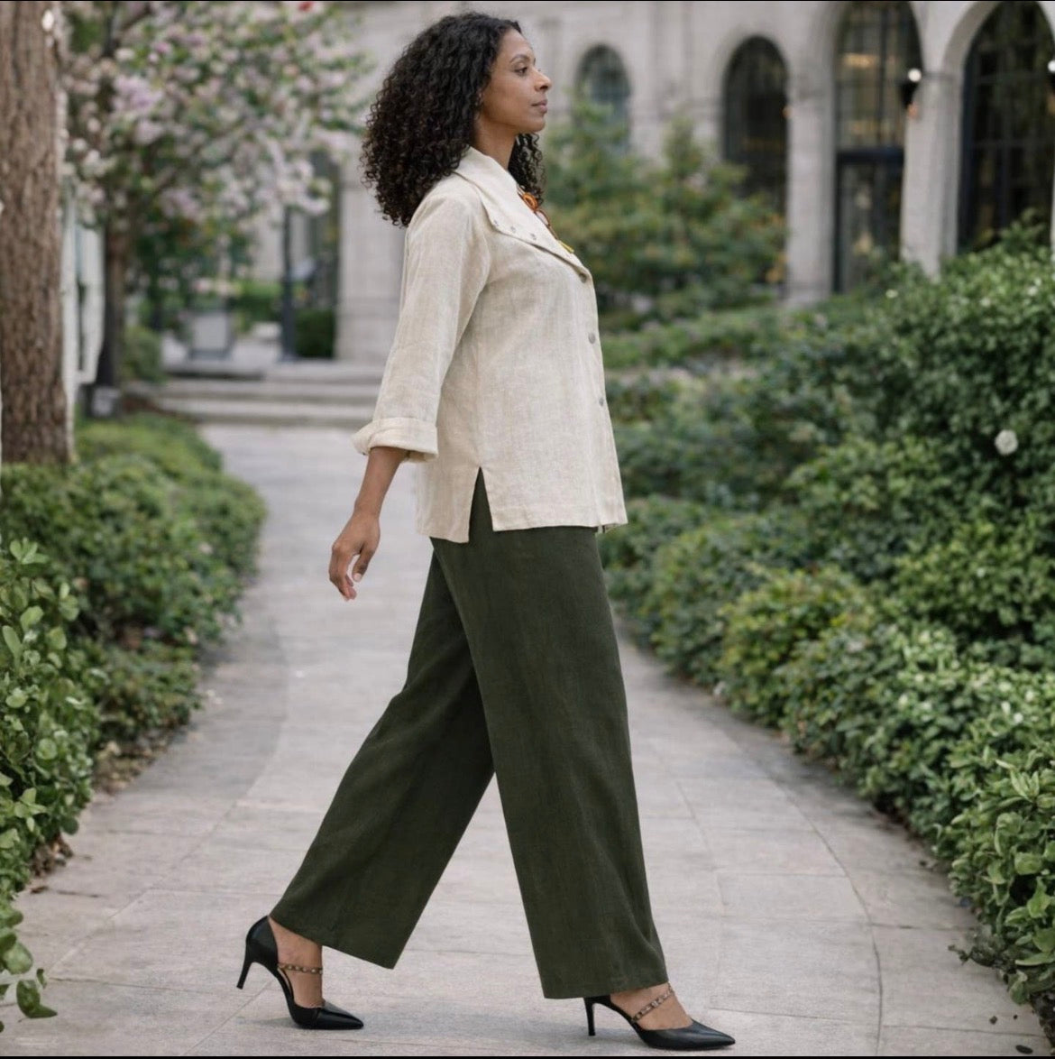 Linen Flat Front Pant