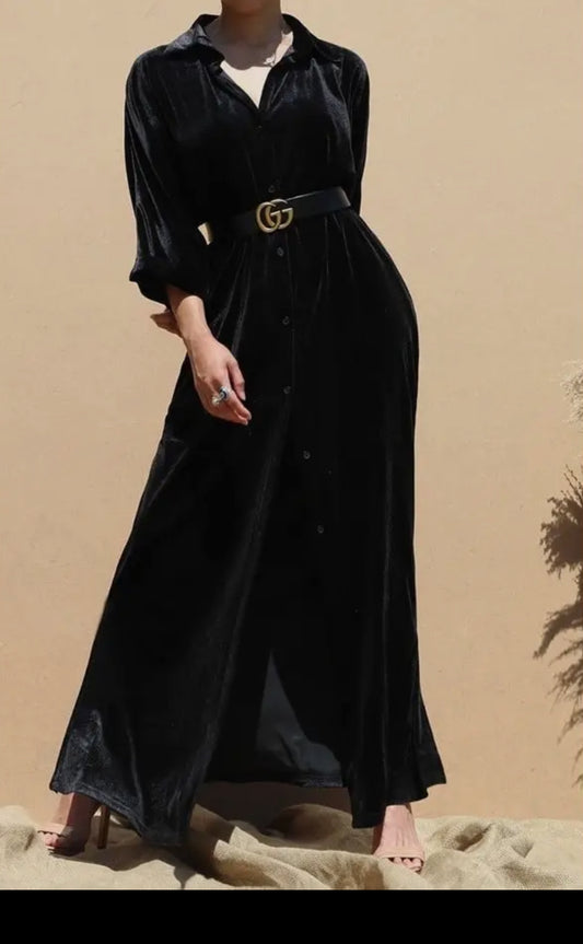 Velvet Maxi Black Dress