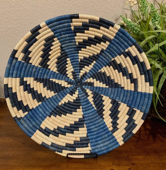 Basket Weave - Blue & Cream
