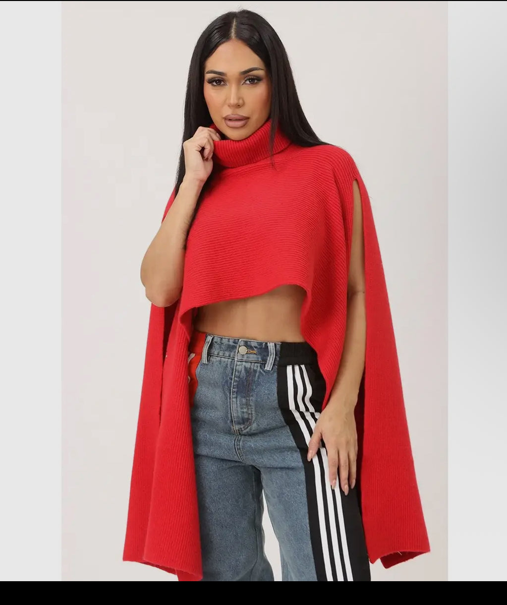 Turtleneck Knit Cape