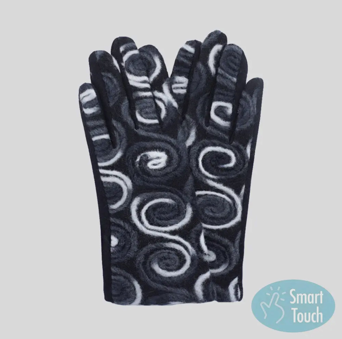 SWIRL Pattern Gloves - Touchscreen,  One Size, Smart Touch, Warm & Stylish