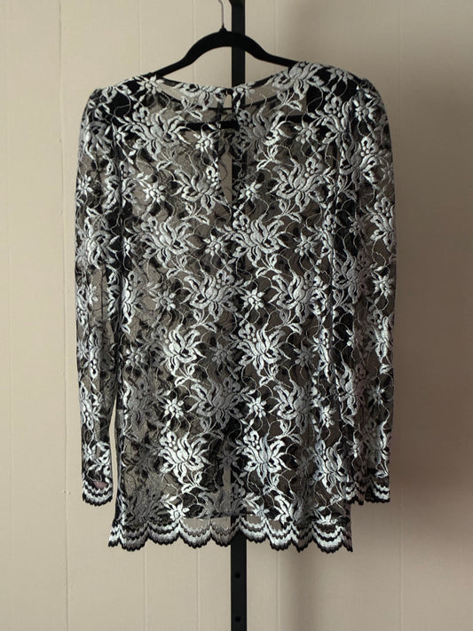PW2, Floral Lace Long-Sleeve Top w/embellished design