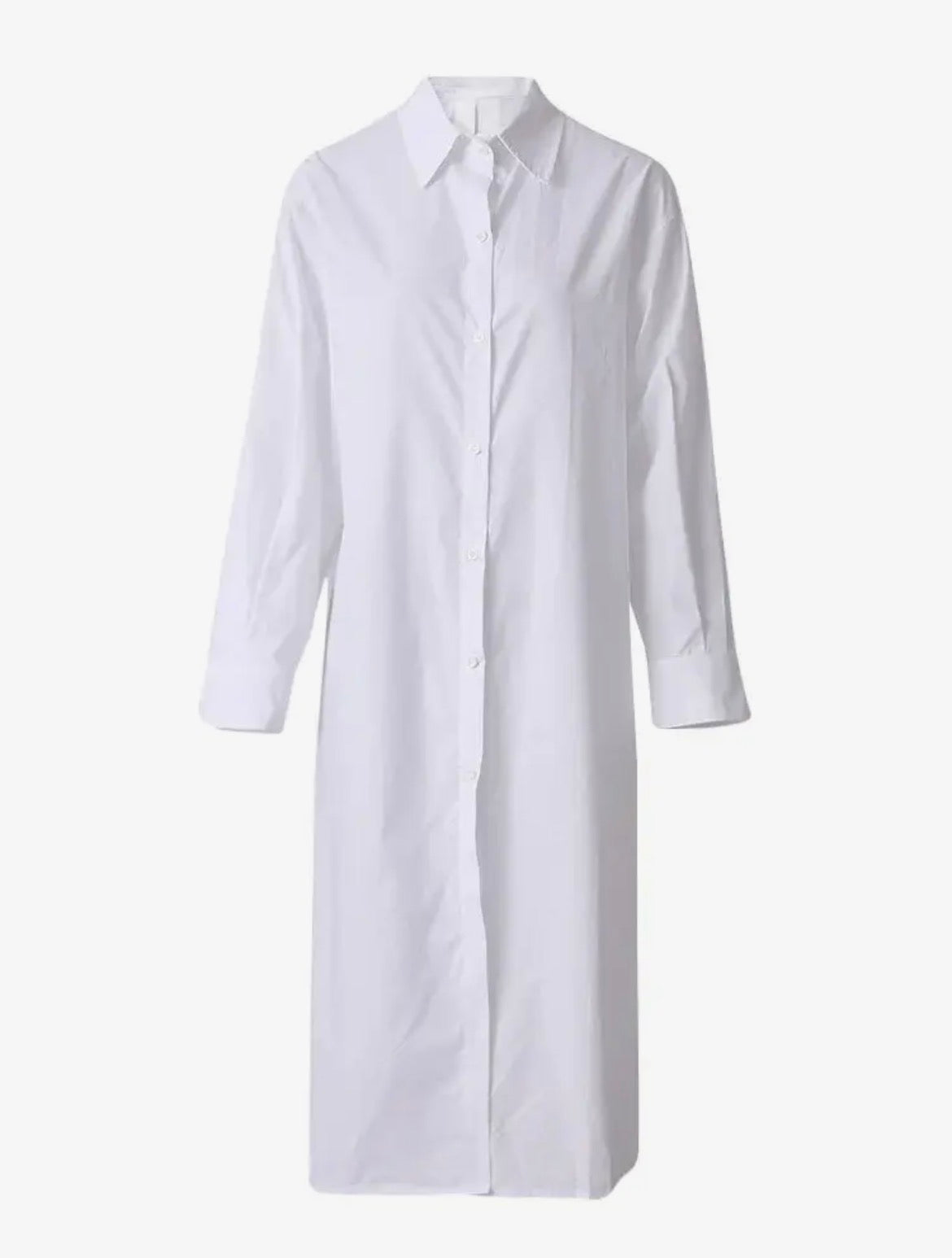 Long Cotton Blend White Shirt/Blouse, NonStretch