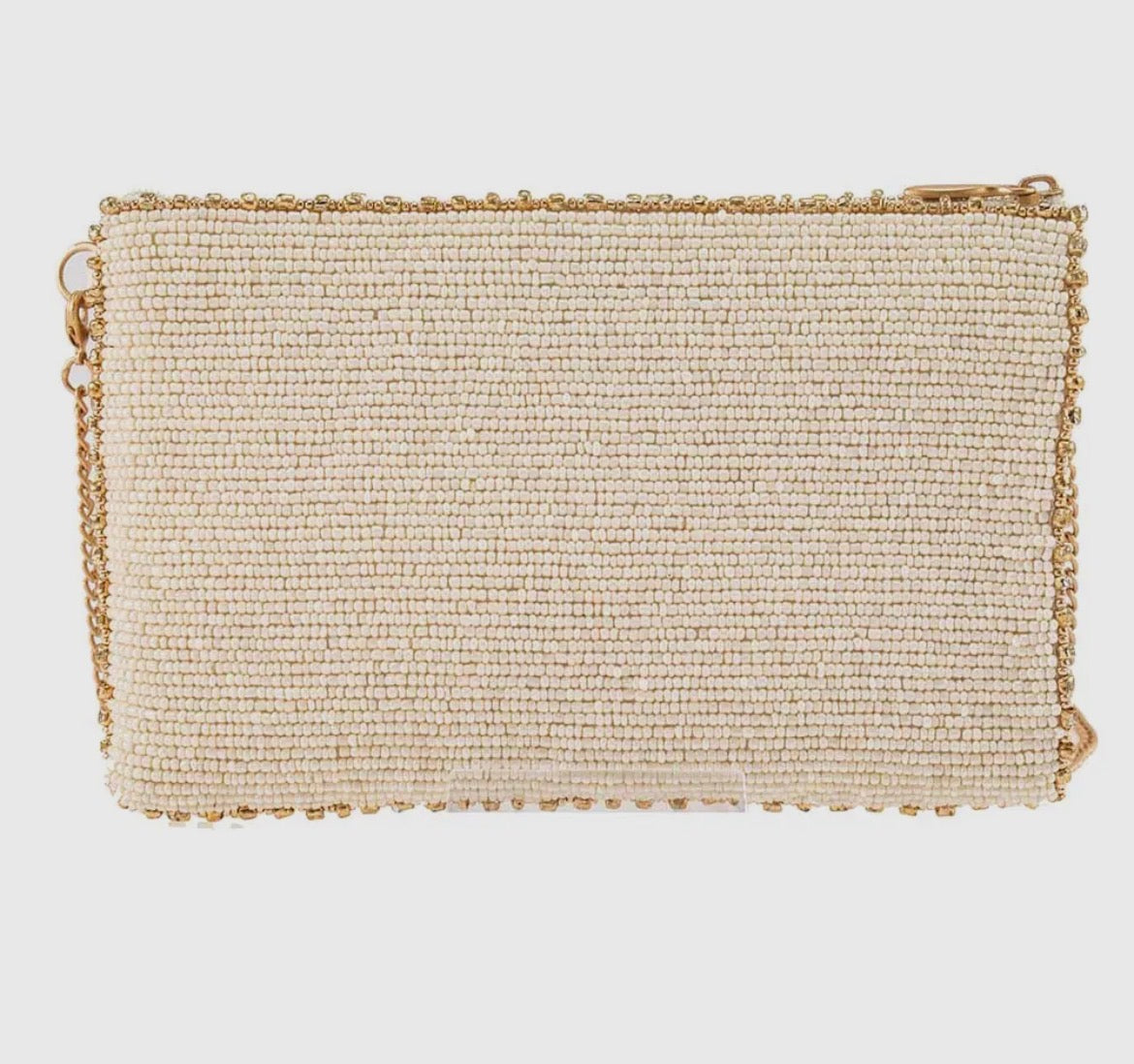Sacred Heart Beaded Crossbody Phone Bag - Ivory & Gold