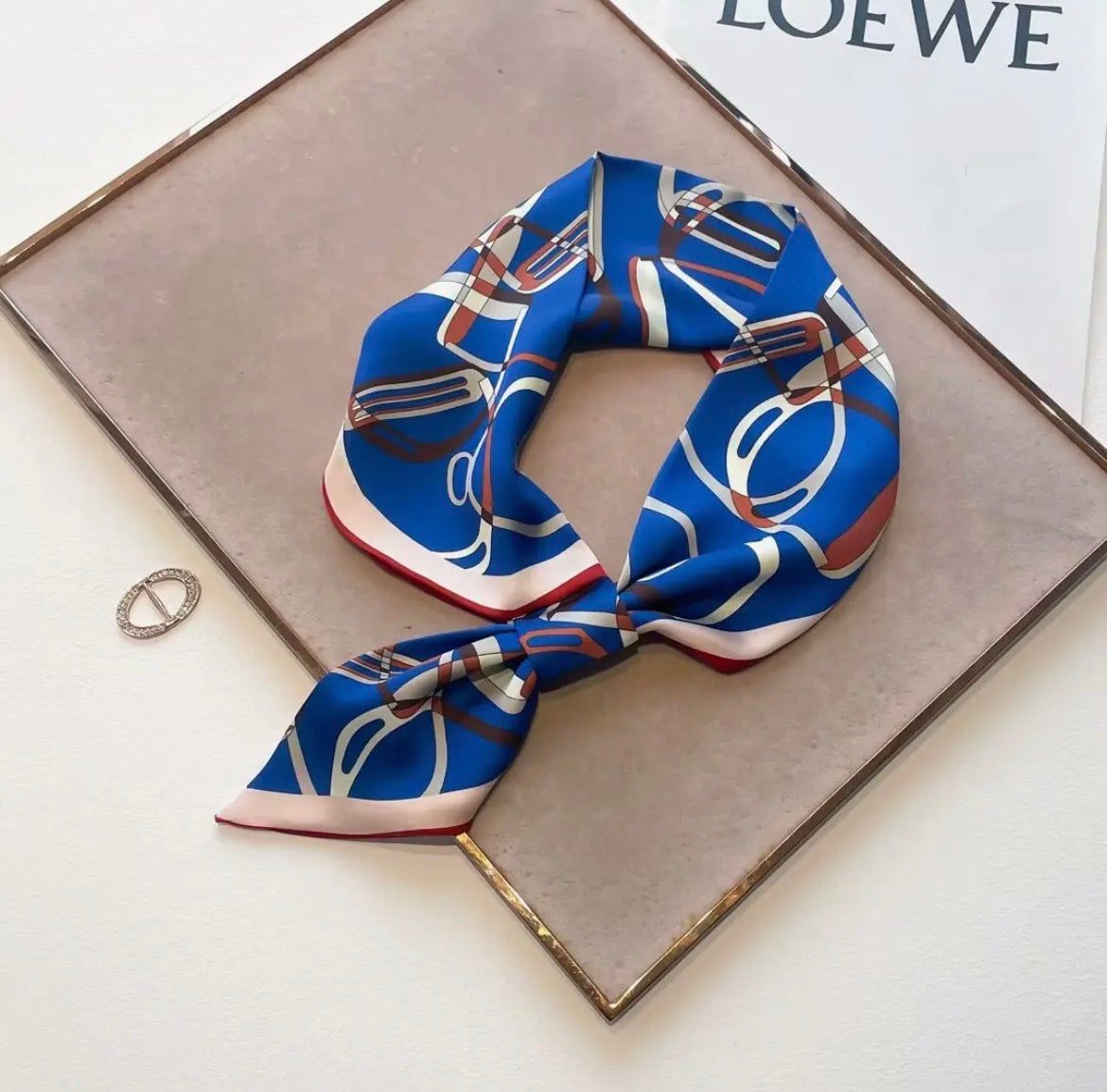 Loop Scarf, Blue w/Red trim