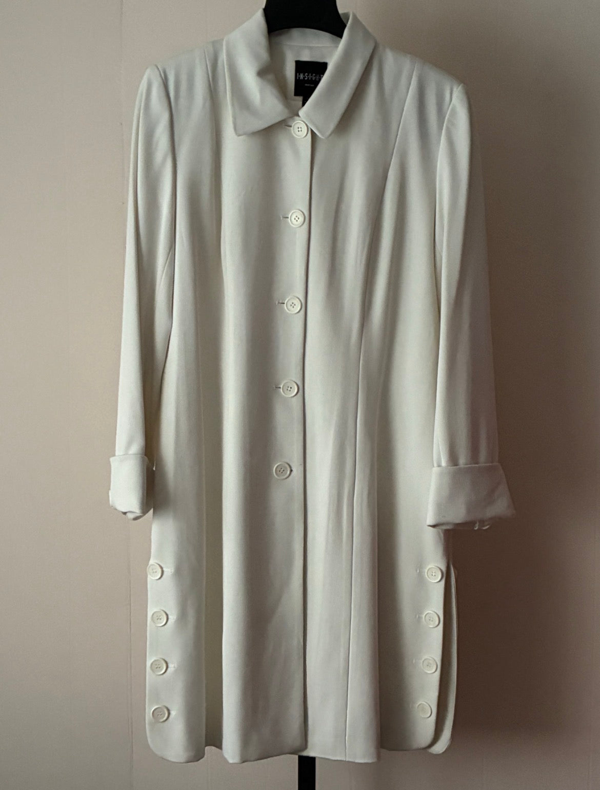 PW4, Off White Button Front Coat w/side slits