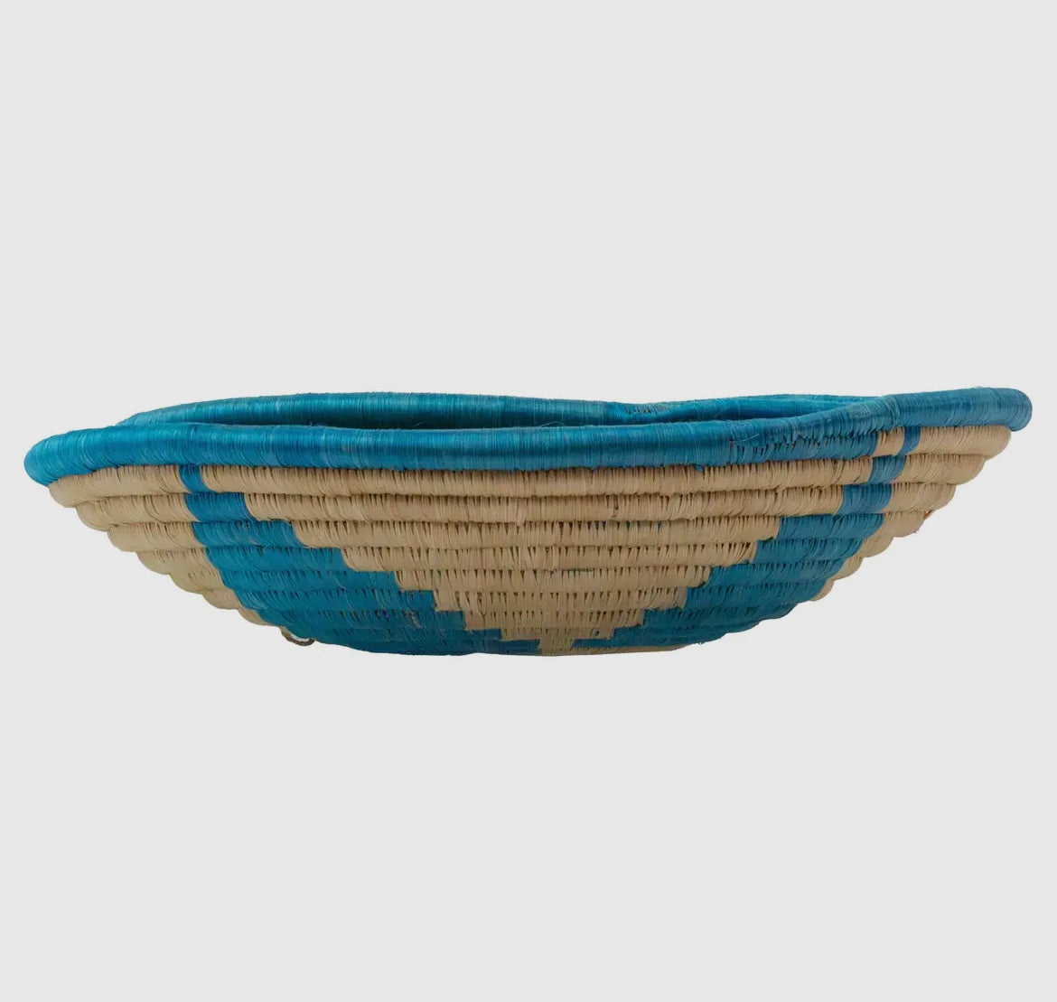 Handwoven Sisal Baskets – Set of 3 in Turquoise/Beige starburst