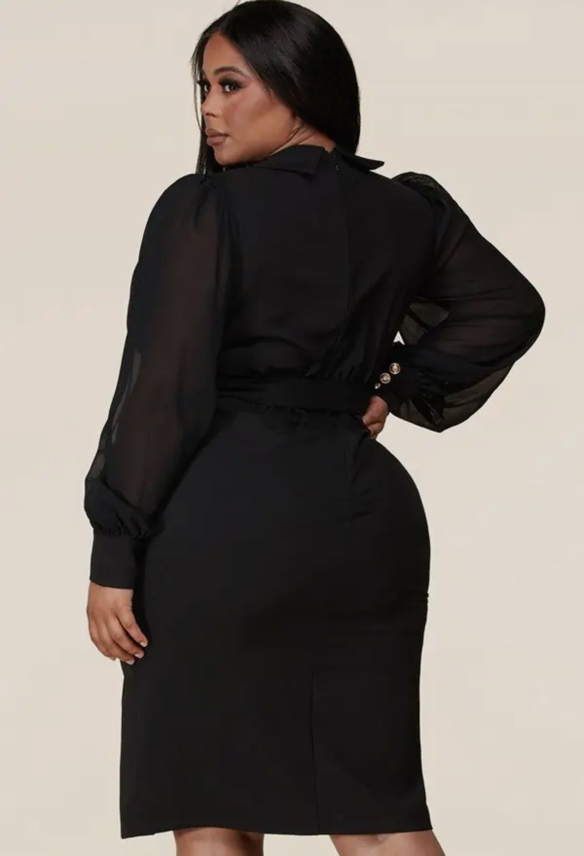 Puff sleeve blazer black dress