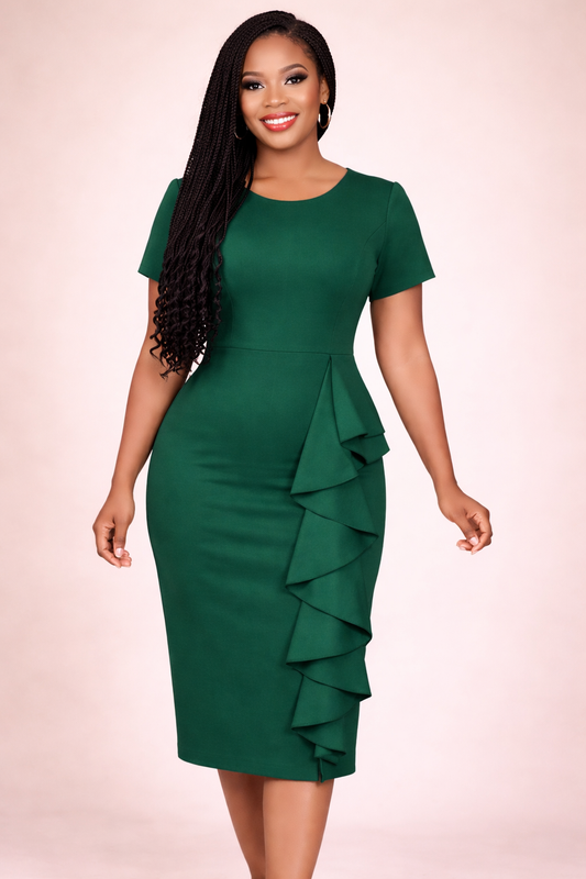 Bodycon Dress w/Ruffle Hem