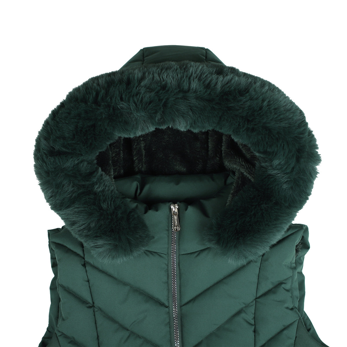 Puffer Vest w/Faux Fur detachable hood.