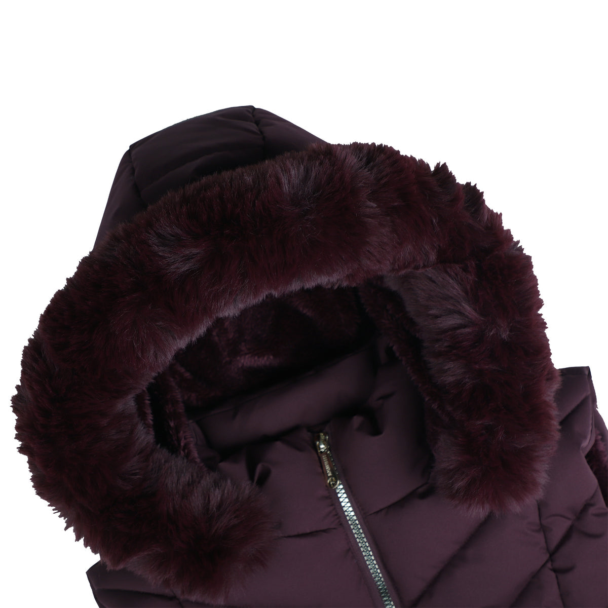 Puffer Vest w/Faux Fur detachable hood.