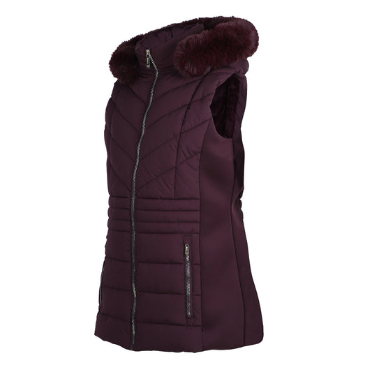 Puffer Vest w/Faux Fur detachable hood.