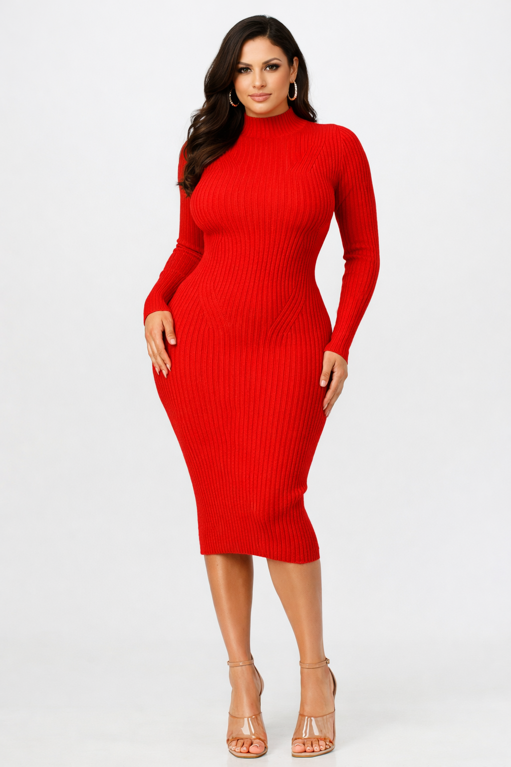 Sweater Dress w/ribbed design, bodycon