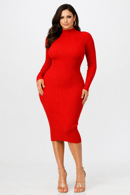 Sweater Dress w/ribbed design, bodycon