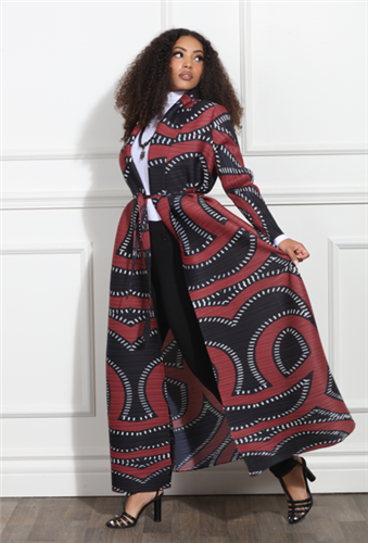 Pleated Print Duster