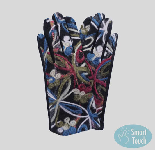 FLOWER Pattern Gloves - Touchscreen,  One Size, Smart Touch, Warm & Stylish
