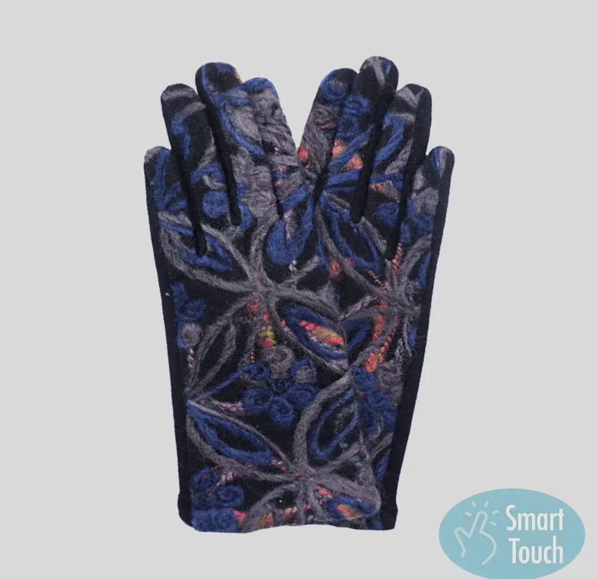FLOWER Pattern Gloves - Touchscreen,  One Size, Smart Touch, Warm & Stylish