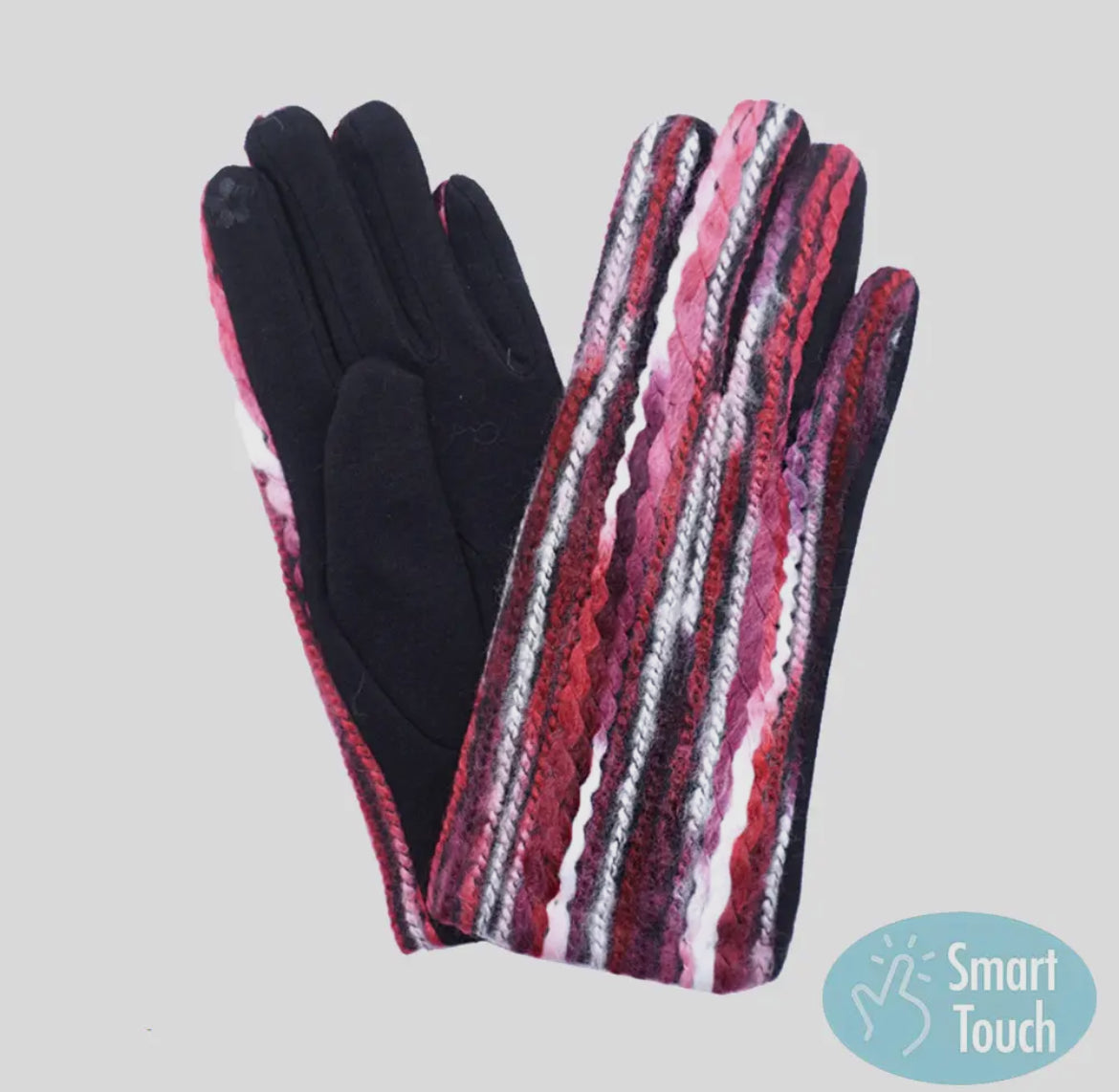 STRIPE Pattern Gloves - Touchscreen,  One Size, Smart Touch, Warm & Stylish