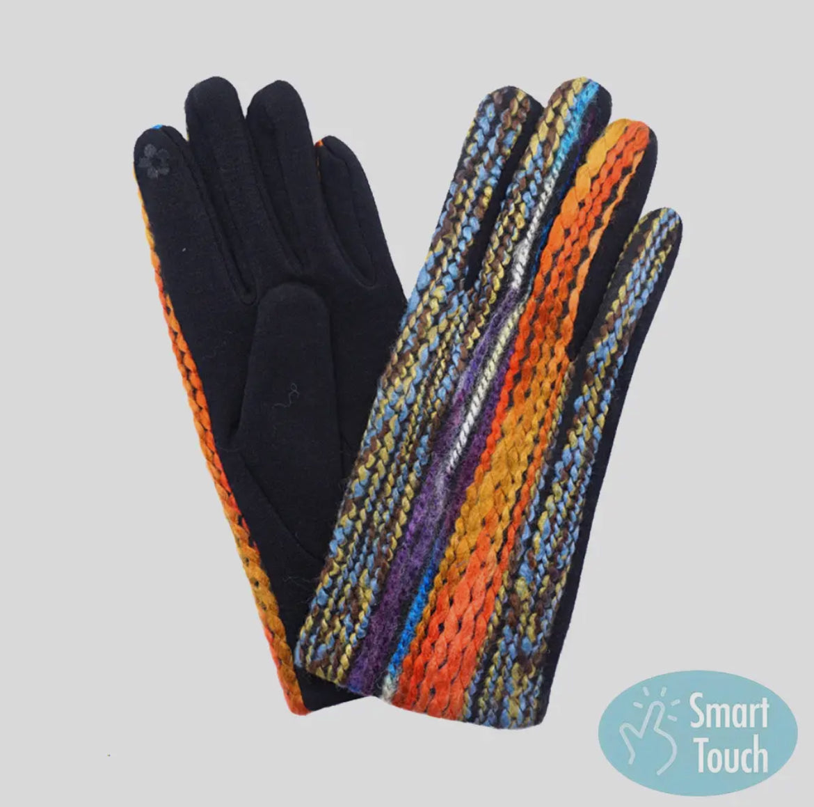 STRIPE Pattern Gloves - Touchscreen,  One Size, Smart Touch, Warm & Stylish