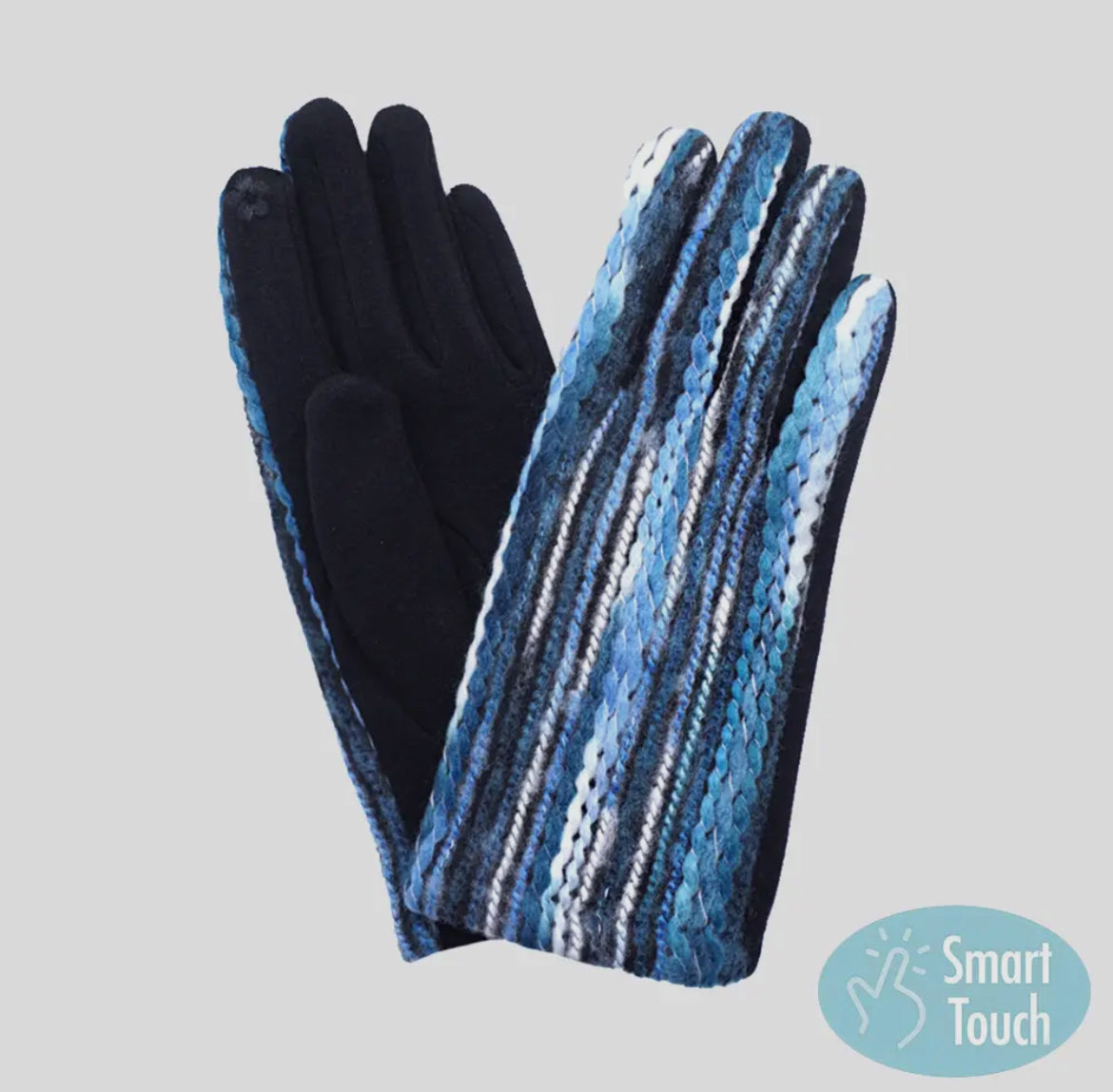 STRIPE Pattern Gloves - Touchscreen,  One Size, Smart Touch, Warm & Stylish