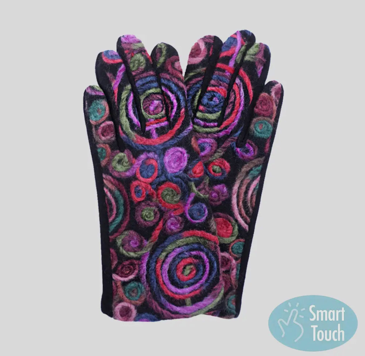 CIRCLE Pattern Gloves - Touchscreen,  One Size, Smart Touch, Warm & Stylish